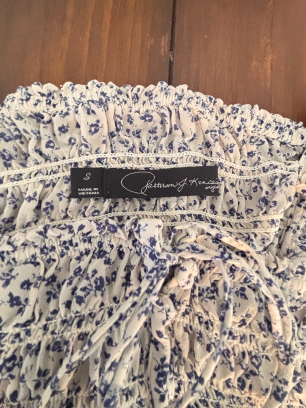 Sleeveless Floral Blue & White Women's Smocked Cami Top Boho Summer Peasantcore - Picture 6 of 7
